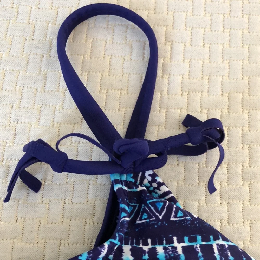SO Brand Swimsuit Girls Size‎ 10 1/2 Purple Blue White 2 Piece Tankini